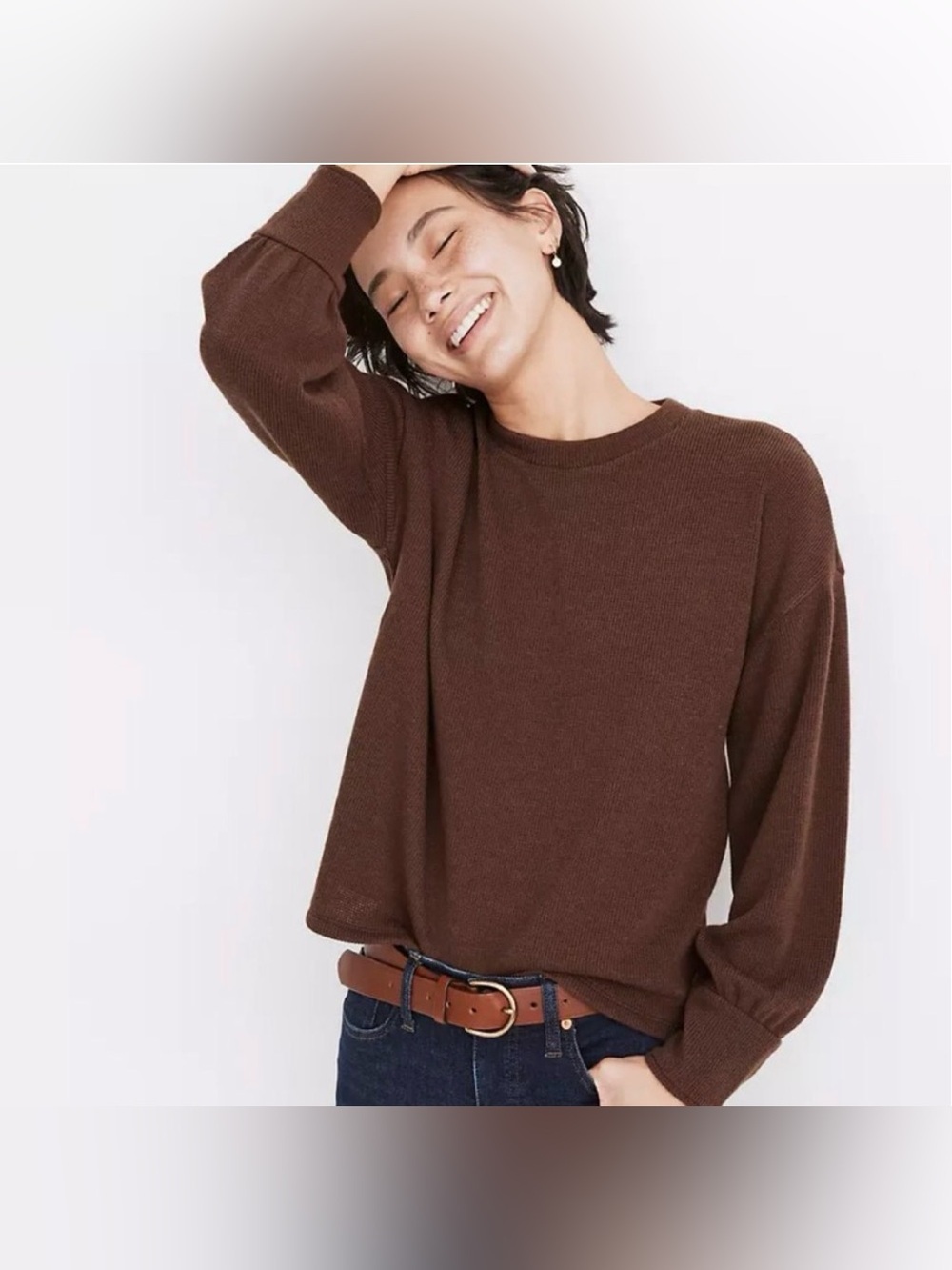 Madewell Chocolate Brown Knit Sweater size Medium